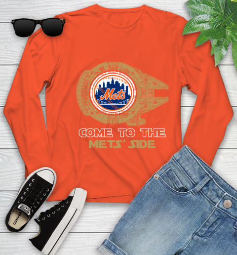 MLB Come To The New York Mets Side Star Wars Baseball Sports Youth Long Sleeve 3