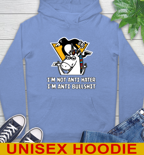 Pittsburgh Penguins NHL Hockey Unicorn I'm Not Anti Hater I'm Anti Bullshit Hoodie 11