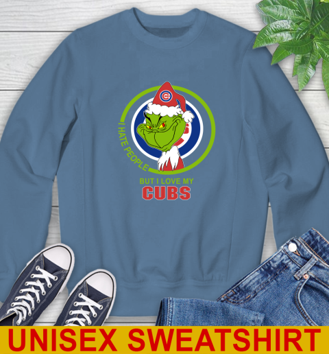 Chicago Cubs MLB Christmas Grinch I Hate People But I Love My Favorite Baseball Team Sweatshirt 8