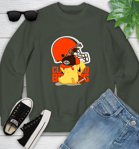 NFL Pikachu Football Sports Cleveland Browns Youth Sweatshirt 10
