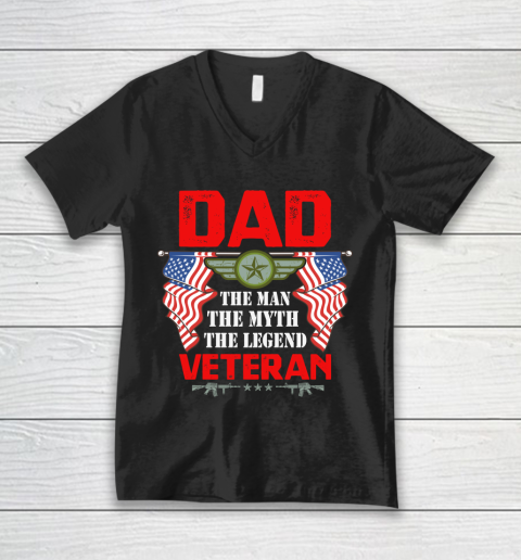 Veteran Shirt Dad  The Man, The Myth, The Legend Veteran V-Neck T-Shirt