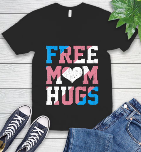 Nurse Shirt Vintage Free Mom Hugs Transgender Heart LGBT Pride Month T Shirt V-Neck T-Shirt