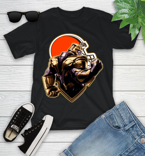 NFL Thanos Avengers Endgame Football Sports Cleveland Browns Youth T-Shirt 2