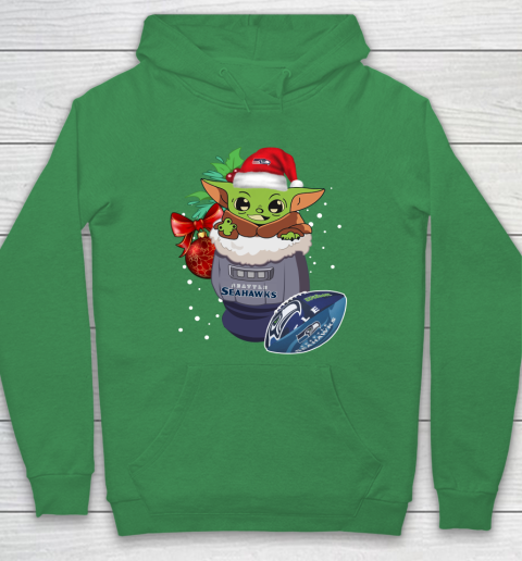 Seattle Seahawks Christmas Baby Yoda Star Wars Funny Happy NFL Hoodie 8