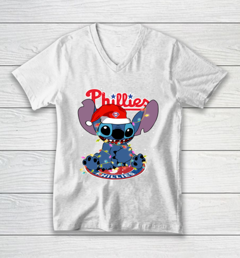 Philadelphia Phillies MLB noel stitch Baseball Christmas V-Neck T-Shirt