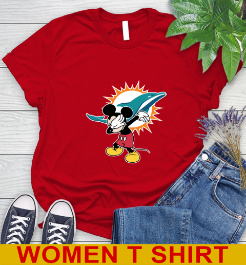 Miami Dolphins NFL Football Dabbing Mickey Disney Sports Women's T-Shirt 10