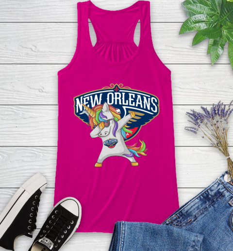 New Orleans Pelicans NBA Basketball Funny Unicorn Dabbing Sports Racerback Tank 8