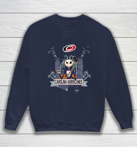 NHL Carolina Hurricanes Hockey Jack Skellington Halloween Sweatshirt 2