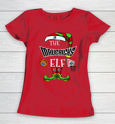 Dallas Mavericks Christmas ELF Funny NBA Women's T-Shirt 9
