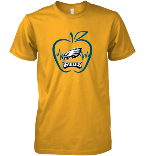 Apple Heartbeat Teacher Symbol Philadelphia Eagles V-Neck T-Shirt 