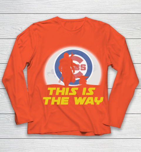 Chicago Cubs MLB Baseball Star Wars Yoda And Mandalorian This Is The Way Youth Long Sleeve 3