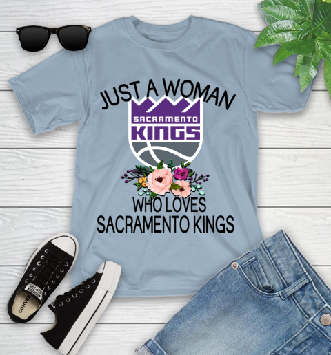 NBA Just A Woman Who Loves Sacramento Kings Basketball Sports Youth T-Shirt 6