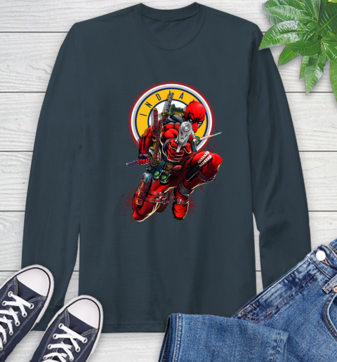 NBA Deadpool Marvel Comics Sports Basketball Indiana Pacers Long Sleeve T-Shirt 8