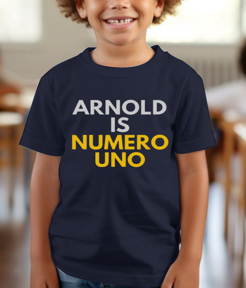 Fans of Schwarzenegger, Arnold is numero uno Youth T-Shirt lnzj fans of schwarzenegger arnold is numero uno youth t shirt 26 front navy