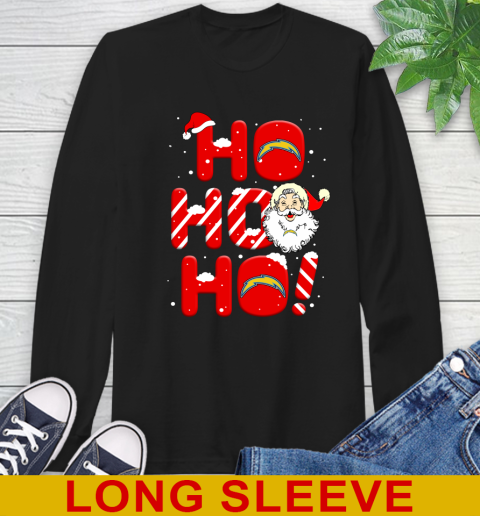 Los Angeles Chargers NFL Football Ho Ho Ho Santa Claus Merry Christmas Shirt Long Sleeve T-Shirt