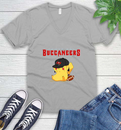 NFL Pikachu Football Tampa Bay Buccaneers V-Neck T-Shirt 4