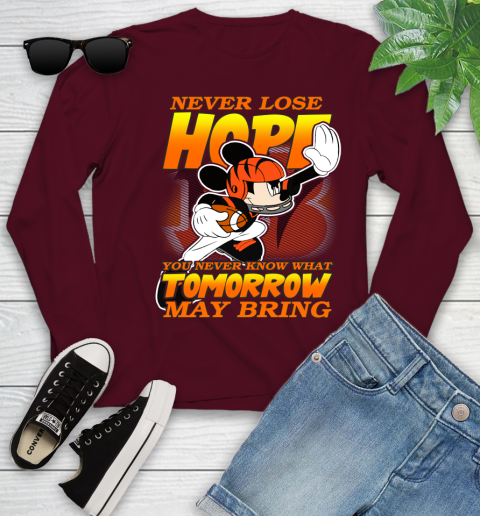 Cincinnati Bengals NFL Football Mickey Disney Never Lose Hope Youth Long Sleeve 6