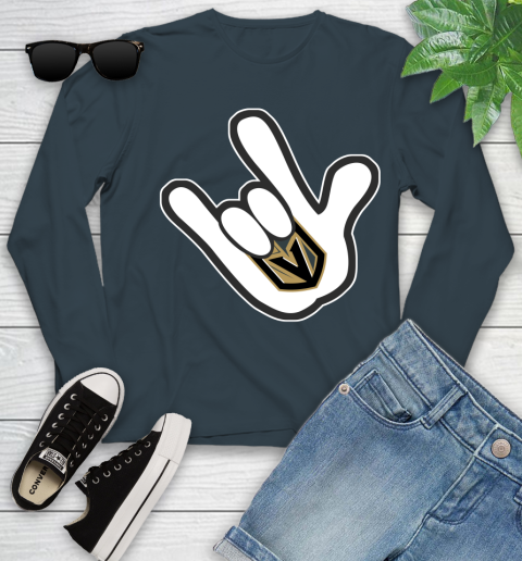 Vegas Golden Knights NHL Hockey Mickey Rock Hand Disney Youth Long Sleeve 8