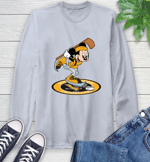 NHL Hockey Pittsburgh Penguins Cheerful Mickey Disney Shirt Long Sleeve T-Shirt 6