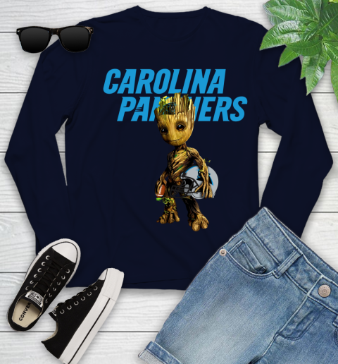 Carolina Panthers NFL Football Groot Marvel Guardians Of The Galaxy Youth Long Sleeve 3