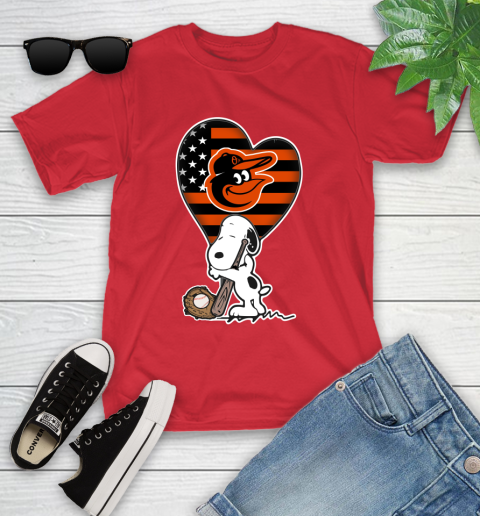 Baltimore Orioles MLB Baseball The Peanuts Movie Adorable Snoopy Youth T-Shirt 10