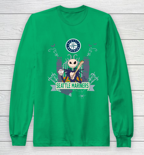 MLB Seattle Mariners Baseball Jack Skellington Halloween Long Sleeve T-Shirt 4