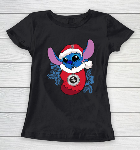 Chicago White Sox Christmas Stitch In The Sock Funny Disney MLB Women's T-Shirt 2