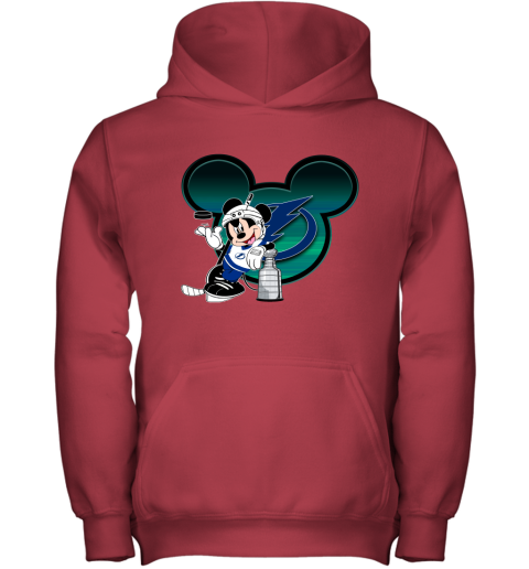 NHL Tampa Bay Lightning Stanley Cup Mickey Mouse Disney Hockey T Shirt B0n2wxmy2YY youth hoodie 43 95 151514 front red