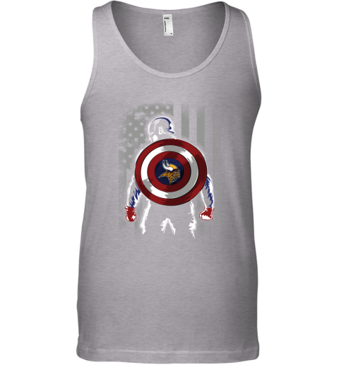 NFL Minnesota Vikings Captain America Marvel Flag Football Sports oJQBM5J2OnA unisex tank 17 95 151514 front sport grey