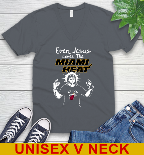 Miami Heat NBA Basketball Even Jesus Loves The Heat Shirt V-Neck T-Shirt 4