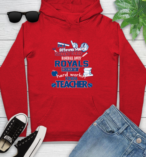 Kansas City Royals MLB I'm A Difference Making Student Caring Baseball Loving Kinda Teacher Youth Hoodie 12