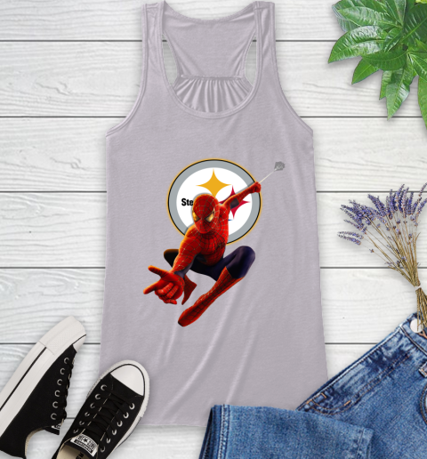 NFL Spider Man Avengers Endgame Football Pittsburgh Steelers Racerback Tank 5