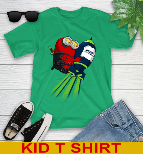 NFL Football Seattle Seahawks Deadpool Minion Marvel Shirt Youth T-Shirt 7