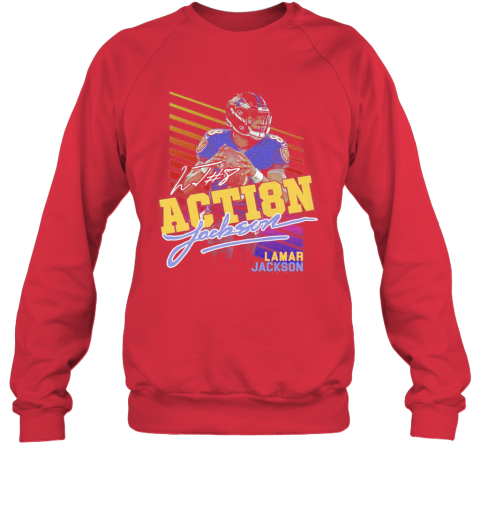 Get Buy Lamar Jackson Action Jackson Baltimore Ravens Sweatshirt