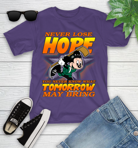 Dallas Stars NHL Hockey ootball Mickey Disney Never Lose Hope Youth T-Shirt - Image 4