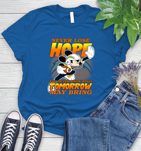 Los Angeles Chargers NFL Football Mickey Disney Never Lose Hope Women's T-Shirt 12