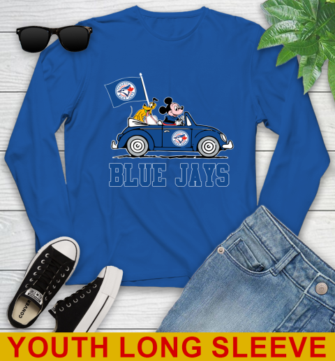 MLB Baseball Toronto Blue Jays Pluto Mickey Driving Disney Shirt Youth Long Sleeve 10