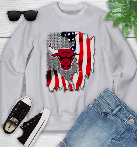 Chicago Bulls NBA Basketball American Flag Youth Sweatshirt 3