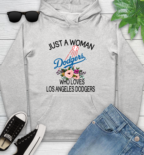 MLB Just A Woman Who Loves Los Angeles Dodgers Baseball Sports Youth Hoodie
