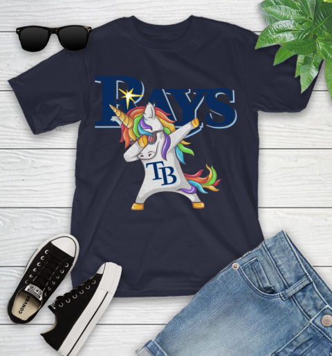 Tampa Bay Rays MLB Baseball Funny Unicorn Dabbing Sports Youth T-Shirt 3
