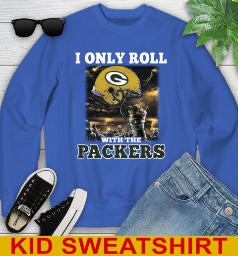 Green Bay Packers NFL Football I Only Roll With My Team Sports Youth Sweatshirt 6