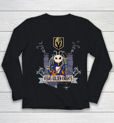 NHL Vegas Golden Knights Hockey Jack Skellington Halloween Youth Long Sleeve