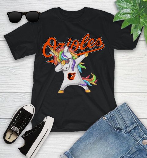 Baltimore Orioles MLB Baseball Funny Unicorn Dabbing Sports Youth T-Shirt 2