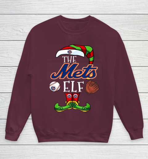 New York Mets Christmas ELF Funny MLB Youth Sweatshirt 4