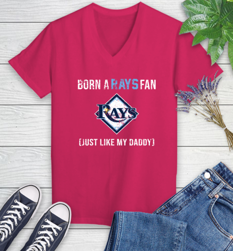 MLB Baseball Tampa Bay Rays Loyal Fan Just Like My Daddy Shirt Women's V-Neck T-Shirt - Image 8