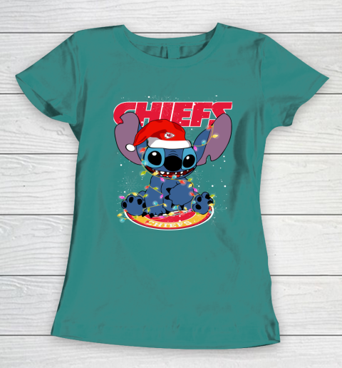 Kansas City Chiefs NFL Football noel stitch Christmas Women's T-Shirt 10