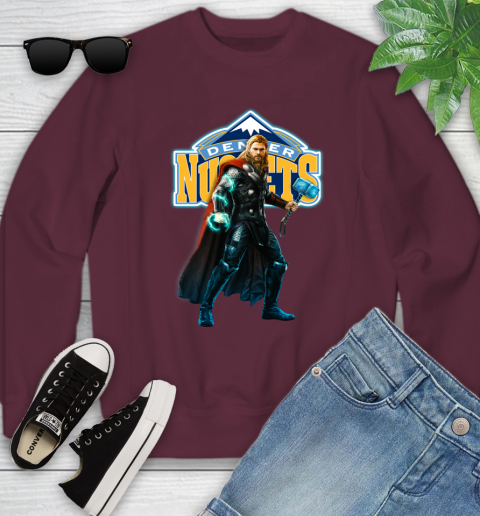 NBA Thor Avengers Endgame Basketball Denver Nuggets Youth Sweatshirt 5