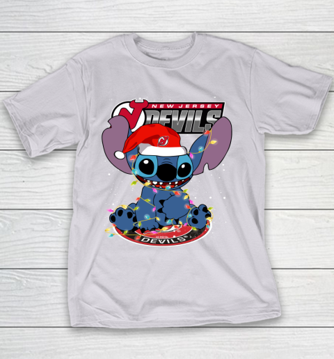 New Jersey Devils NHL Hockey noel stitch Christmas Youth T-Shirt 2