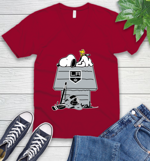 Los Angeles Kings NHL Hockey Snoopy Woodstock The Peanuts Movie V-Neck T-Shirt 8