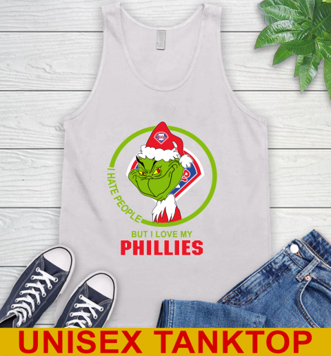 Philadelphia Phillies MLB Christmas Grinch I Hate People But I Love My Favorite Baseball Team Tank Top